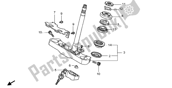 Tutte le parti per il Gambo Dello Sterzo del Honda VT 750 CA 2007