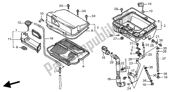 All parts for the Air Cleaner of the Honda GL 1500 SE 1998