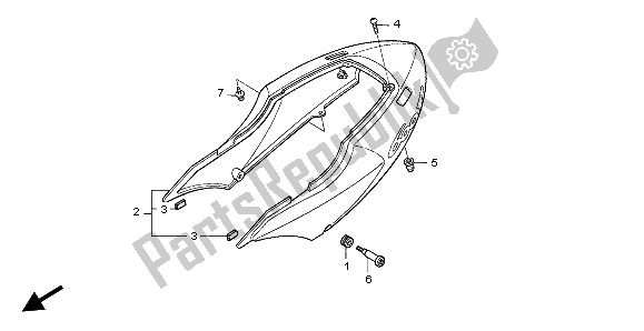 All parts for the Rear Cowl of the Honda CBR 600F 2007