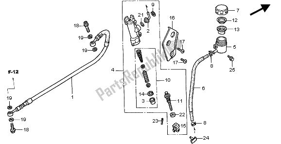 Todas as partes de Cilindro Mestre Do Freio Traseiro do Honda XR 400R 2001