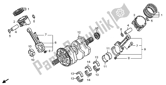 All parts for the Crankshaft & Piston of the Honda ST 1300A 2010
