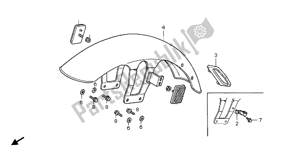 All parts for the Front Fender of the Honda CB 250 1997