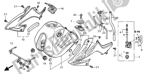 Tutte le parti per il Serbatoio Di Carburante del Honda FMX 650 2005