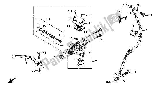 All parts for the Fr. Brake Master Cylinder of the Honda XL 125V 2009