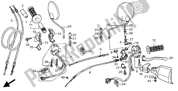 All parts for the Switch & Cable & Lever of the Honda XL 1000V 2004