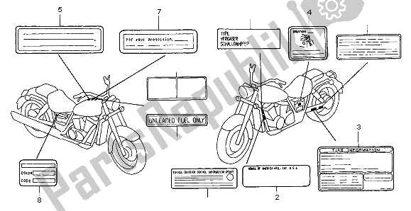 Alle onderdelen voor de Waarschuwingsetiket van de Honda VT 1100C3 1999