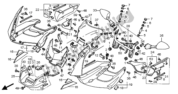Toutes les pièces pour le Capot du Honda VTR 1000F 2001