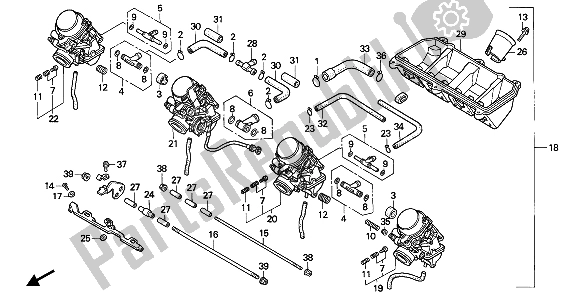 Tutte le parti per il Carburatore (assy.) del Honda CBR 600F 1993
