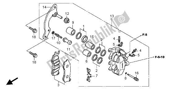 Tutte le parti per il Pinza Freno Anteriore del Honda NSC 502 WH 2013