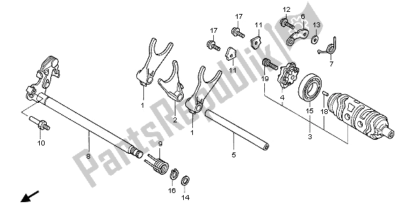 All parts for the Gearshift Drum of the Honda VTR 1000F 2006