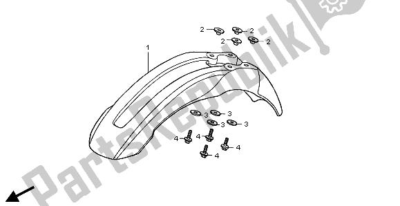All parts for the Front Fender of the Honda XR 650R 2003