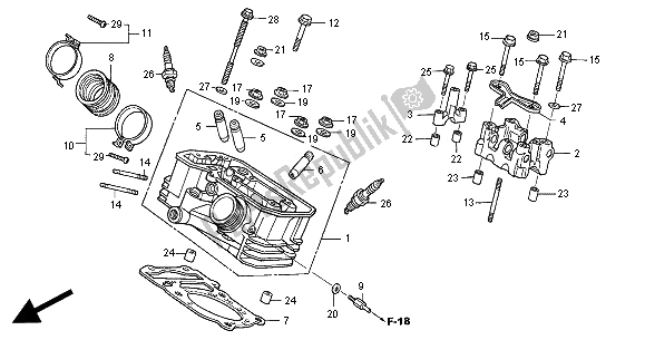 All parts for the Rear Cylinder Head of the Honda NT 650V 2000