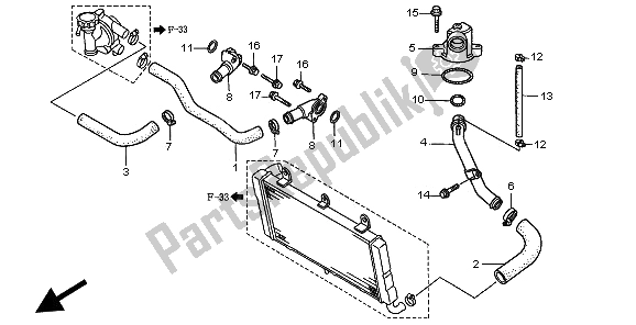 Todas las partes para Tubería De Agua de Honda ST 1100A 1997