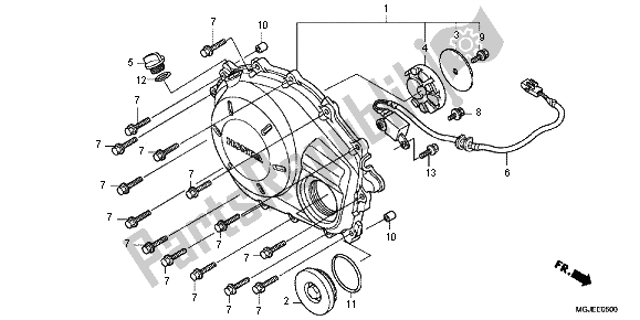 Alle onderdelen voor de Rechter Carterdeksel van de Honda CBF 1000 FA 2012
