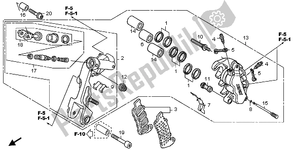 Todas las partes para L. Pinza De Freno Delantero de Honda ST 1300A 2009