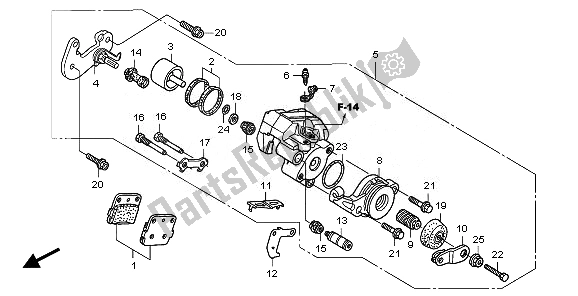 Tutte le parti per il Pinza Freno Posteriore del Honda TRX 400 EX Sportrax 2008