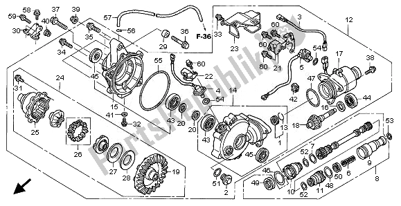 All parts for the Front Final Gear of the Honda TRX 680 FA Fourtrax Rincon 2008