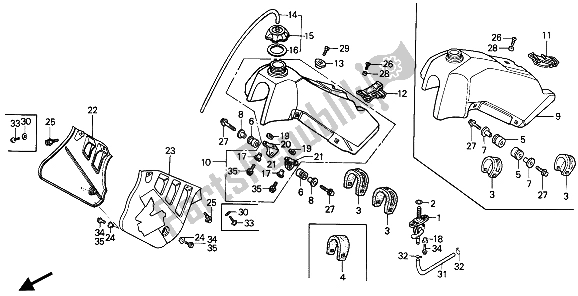 Todas las partes para Depósito De Combustible de Honda CR 125R 1989