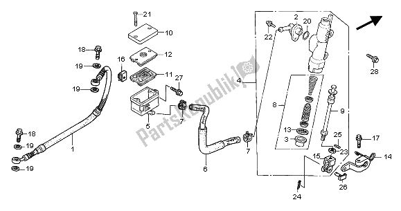 All parts for the Rear Brake Master Cylinder of the Honda XL 650V Transalp 2001