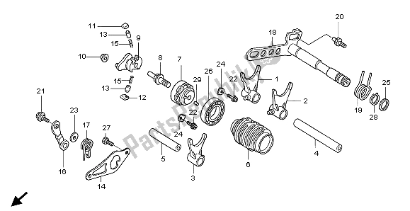 All parts for the Gearshift Drum of the Honda CRF 250X 2007