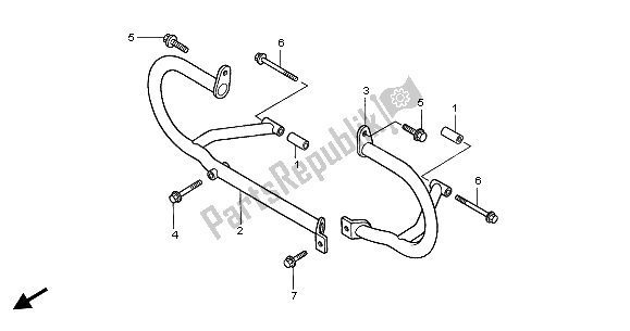 All parts for the Engine Guard of the Honda GL 1500C 2002