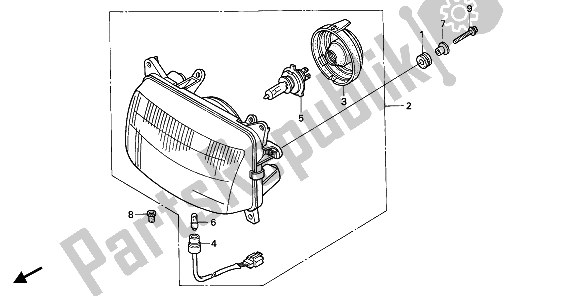 All parts for the Headlight (uk) of the Honda NX 650 1992