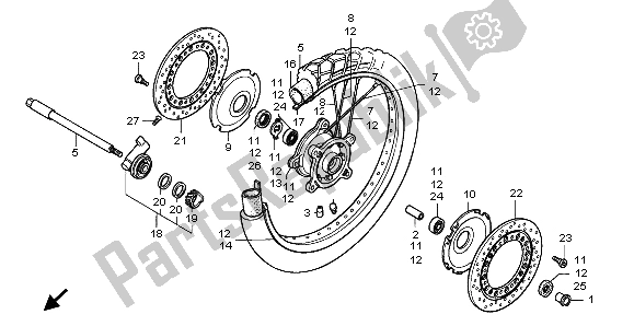 All parts for the Front Wheel of the Honda XRV 750 Africa Twin 1999