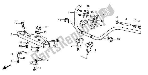 All parts for the Handle Pipe & Top Bridge of the Honda VTX 1300S 2006