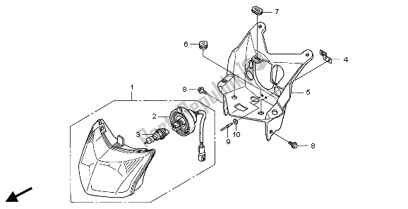 All parts for the Headlight of the Honda TRX 250 EX Sportrax 2007