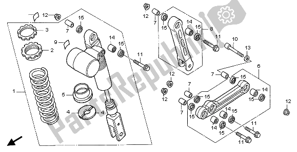 All parts for the Rear Cushion of the Honda TRX 400 EX Sportrax 2002