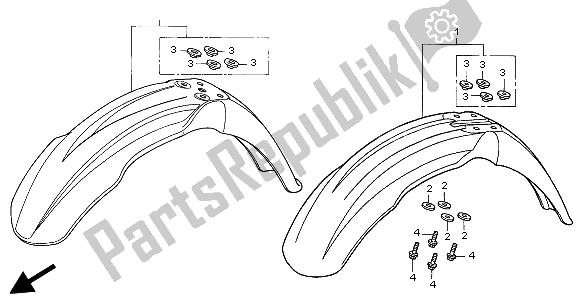Tutte le parti per il Parafango Anteriore del Honda CR 250R 2003
