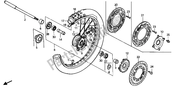 Todas las partes para Rueda Delantera de Honda CR 125R 1986