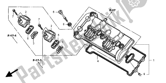 Alle onderdelen voor de Kleppendeksel van de Honda CBR 600 RA 2012