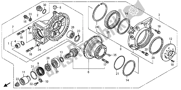 All parts for the Final Driven Gear of the Honda GL 1800 2013