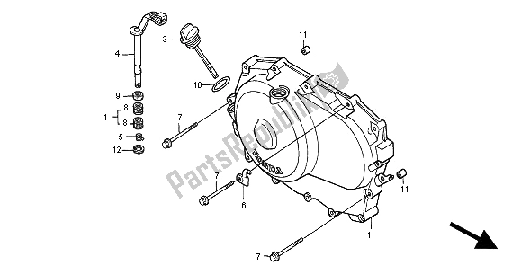 Todas las partes para Tapa Del Cárter Derecho de Honda NT 650V 2000