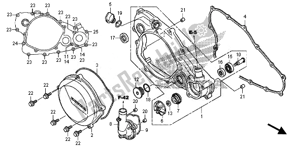 Alle onderdelen voor de Rechter Carterdeksel & Waterpomp van de Honda CRF 450R 2014