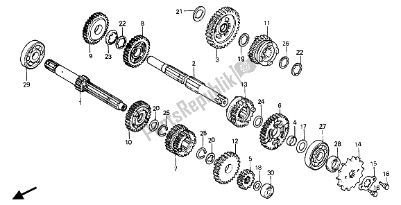 All parts for the Transmission of the Honda CR 80R2 1986