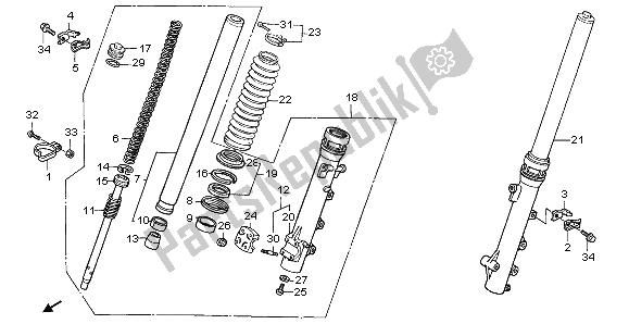 All parts for the Front Fork of the Honda XL 650V Transalp 2006