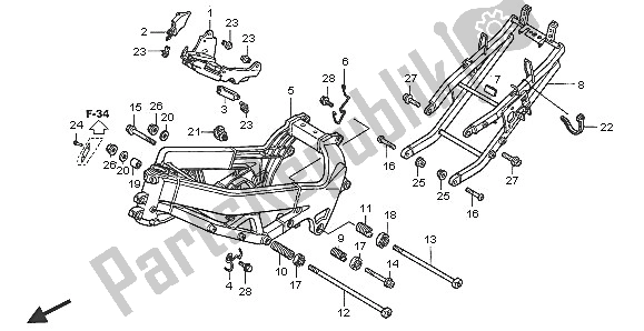 Toutes les pièces pour le Corps De Châssis du Honda VTR 1000F 2005