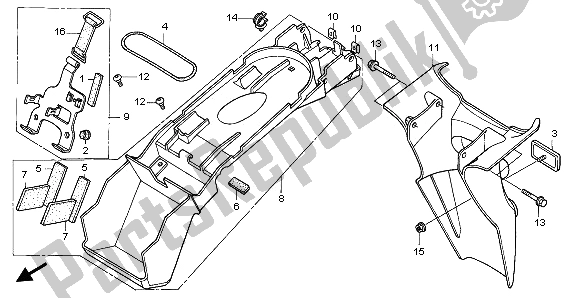 All parts for the Rear Fender of the Honda XL 1000V 2002