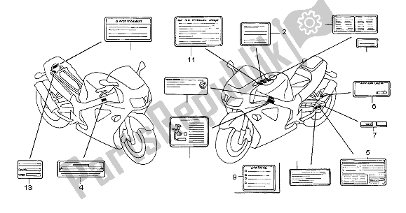 Alle onderdelen voor de Waarschuwingsetiket van de Honda VTR 1000 SP 2003