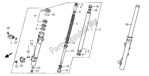 Todas las partes para Tenedor Frontal de Honda FX 650 1999