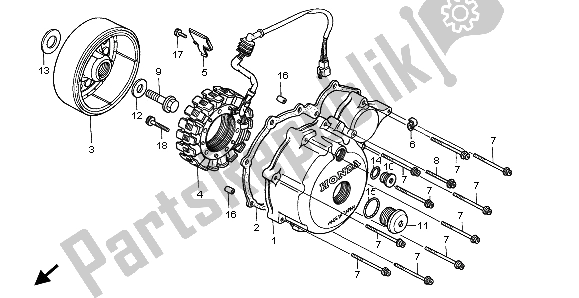 Tutte le parti per il Coperchio Carter Sinistro E Generatore del Honda XL 600V Transalp 1999