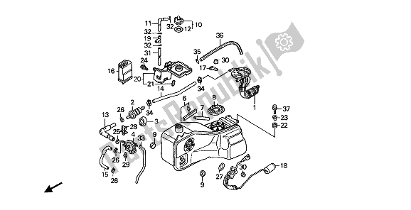 All parts for the Fuel Tank & Fuel Pump of the Honda GL 1500 SE 1992