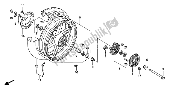 Tutte le parti per il Ruota Posteriore del Honda CB 750F2 1994