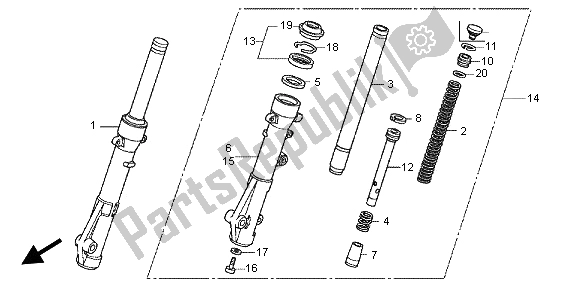 All parts for the Front Fork of the Honda WW 125 2013