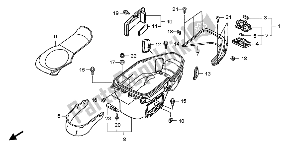 All parts for the Luggage Box of the Honda FJS 600A 2006