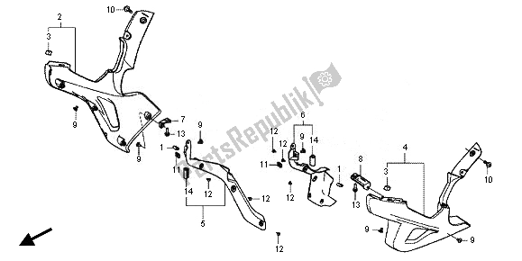 All parts for the Lower Cowl of the Honda VFR 800X 2011