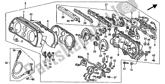 All parts for the Meter (kmh) of the Honda ST 1100A 1994