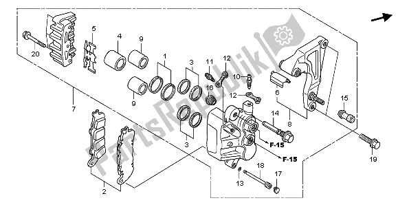 All parts for the Rear Brake Caliper of the Honda GL 1800 2009